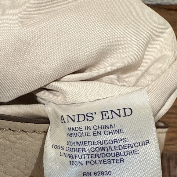Lands' End Leather Cream Shoulder Bag - Picture 9 of 9